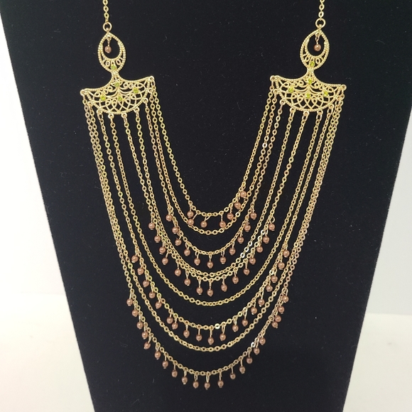 VCLM Mulit Layer Chain Gold Necklace - Picture 2 of 5